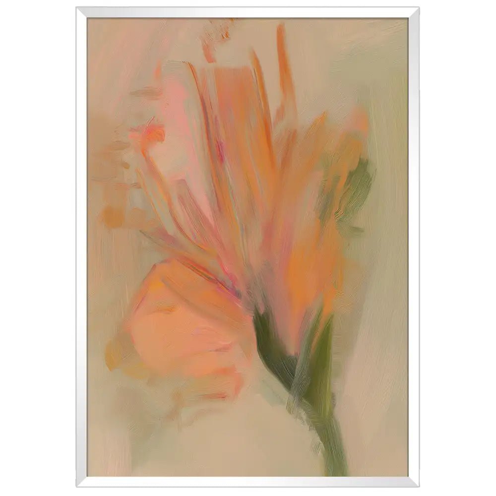 Cuadro abstracto de flores con pincelada cálida - DekoArte