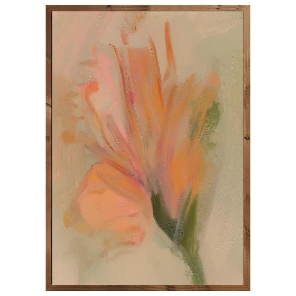 Cuadro abstracto de flores con pincelada cálida - DekoArte