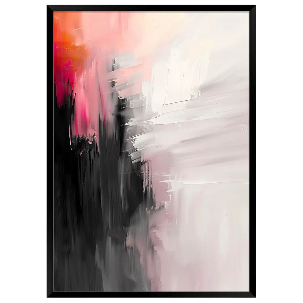 Cuadro abstracto moderno en tonos coral y gris - DekoArte