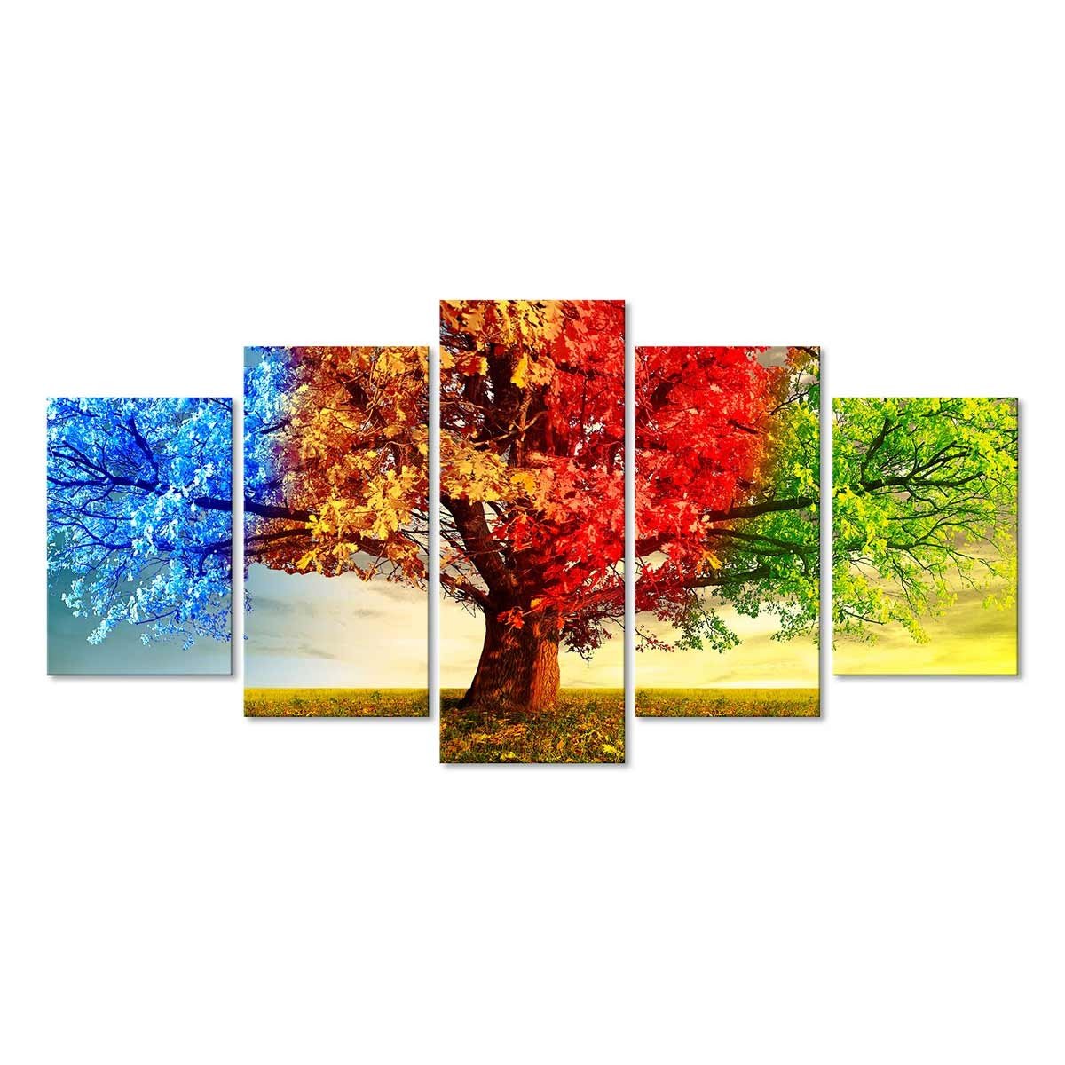 Cuadro Árbol Cuatro Estaciones - Tríptico para Decoración Moderna - DekoArte