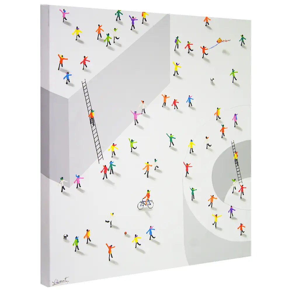 Cuadro arte abstracto pintado a mano en acrílico con figuras - DekoArte