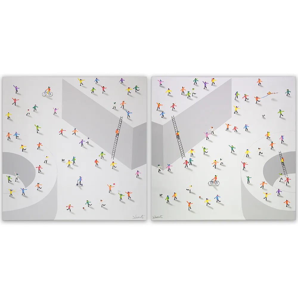 Cuadro arte abstracto pintado a mano en acrílico con figuras - DekoArte