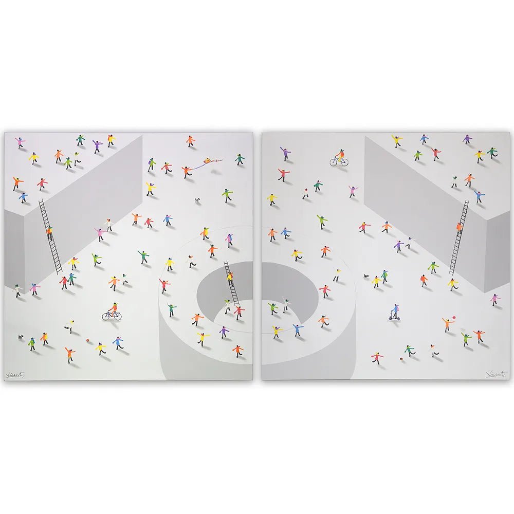 Cuadro arte abstracto pintado a mano en acrílico con figuras - DekoArte