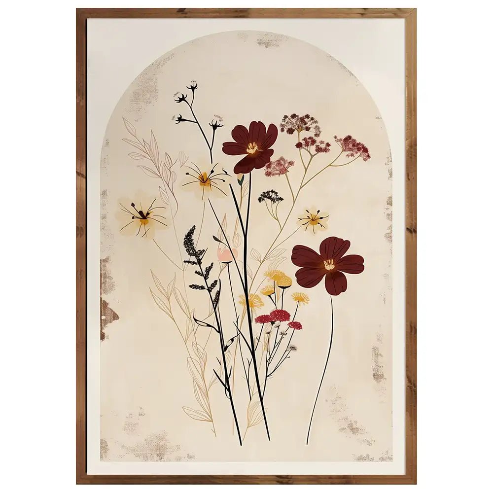 Cuadro botanico en fondo beige con estilo sobrio - DekoArte