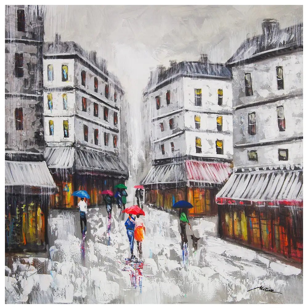 Cuadro con color urbano | Pinturas de ciudad bajo la lluvia - DekoArte