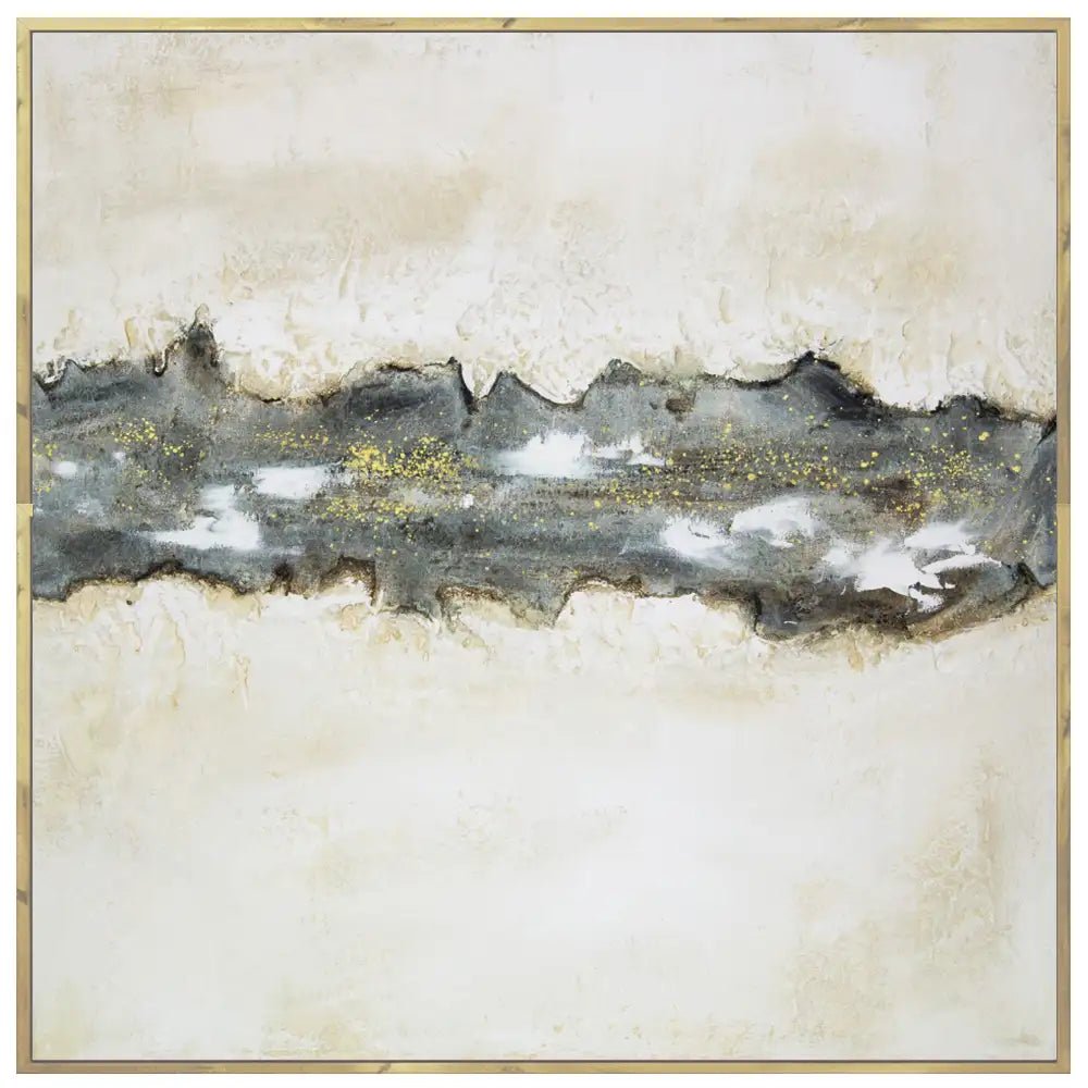 Cuadro con relieve pintado a mano en tonos beige y grafito - DekoArte