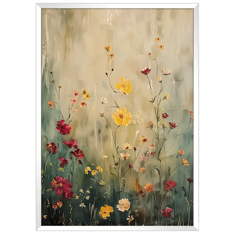 Cuadro de flores sobre fondo claro y tonos suaves - DekoArte