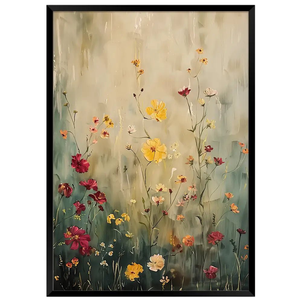 Cuadro de flores sobre fondo claro y tonos suaves - DekoArte