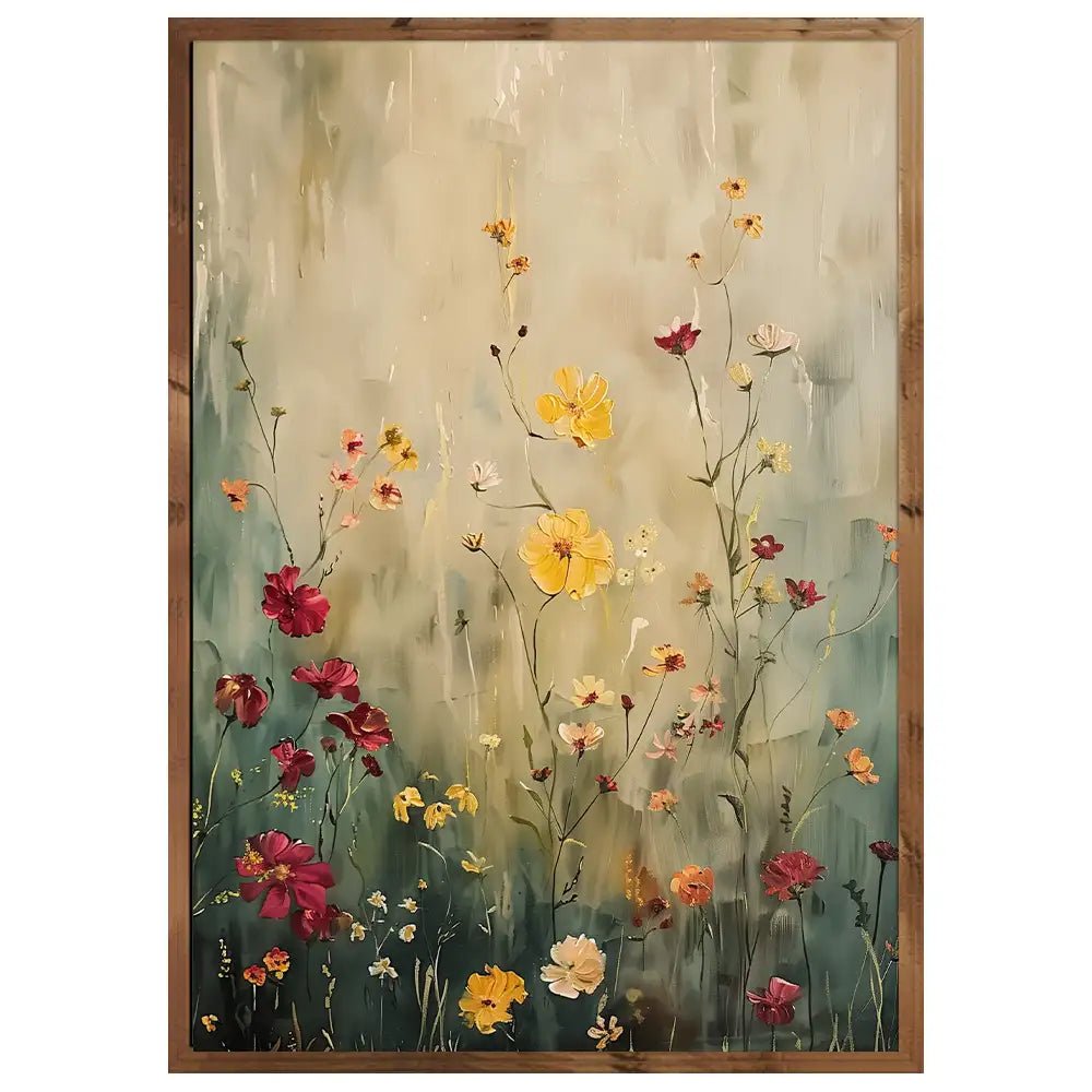 Cuadro de flores sobre fondo claro y tonos suaves - DekoArte