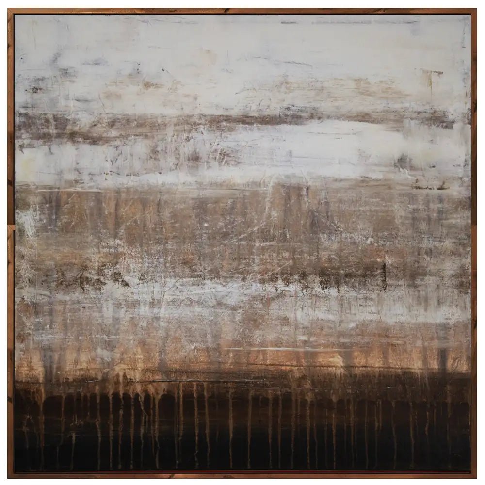 Cuadro de pintura abstracta en tonos tierra y blanco texturizado - DekoArte