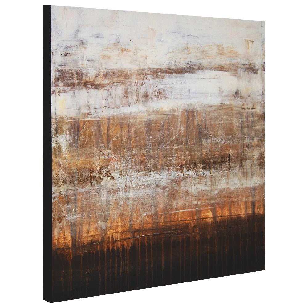 Cuadro de pintura abstracta en tonos tierra y blanco texturizado - DekoArte