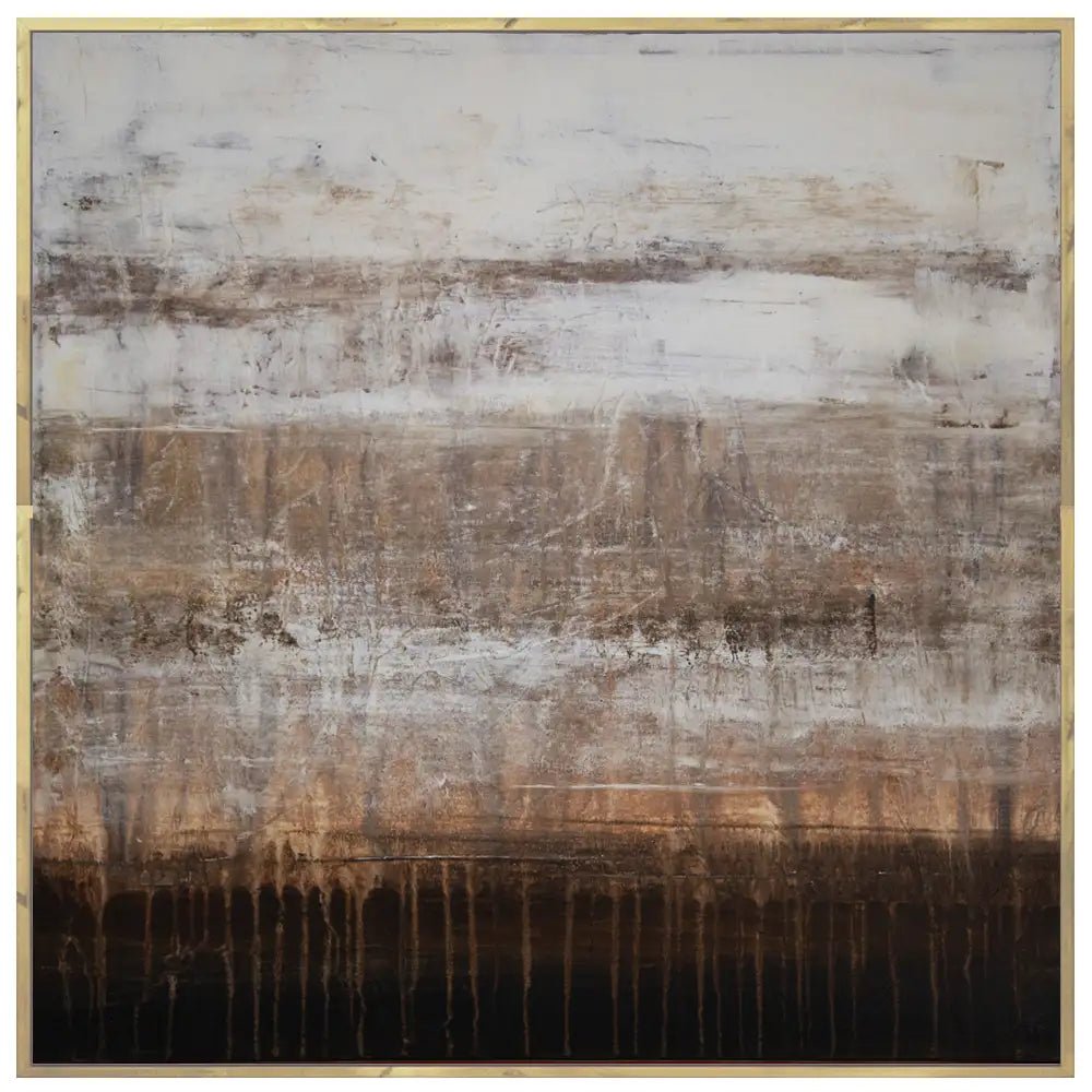 Cuadro de pintura abstracta en tonos tierra y blanco texturizado - DekoArte