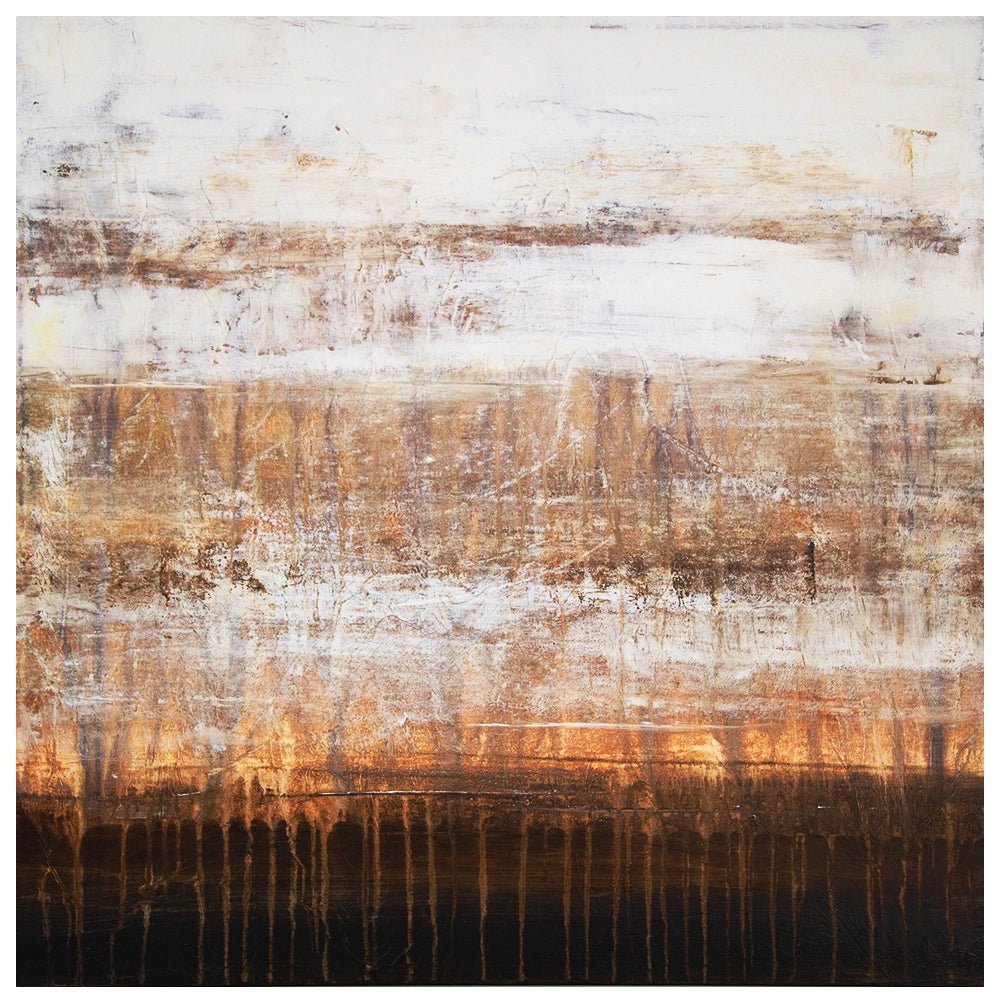 Cuadro de pintura abstracta en tonos tierra y blanco texturizado - DekoArte