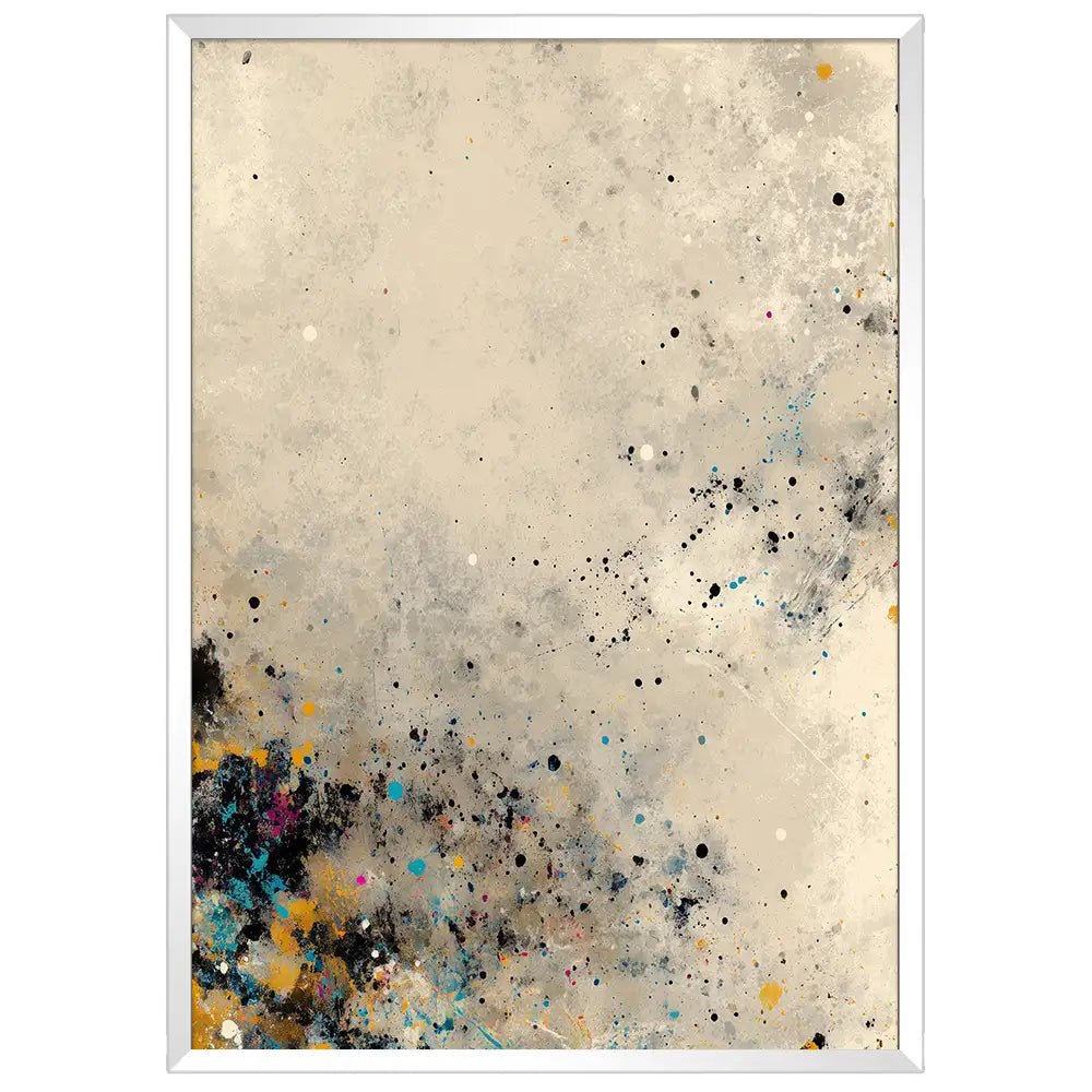 Cuadro decorativo moderno en tonos mostaza y azul - DekoArte