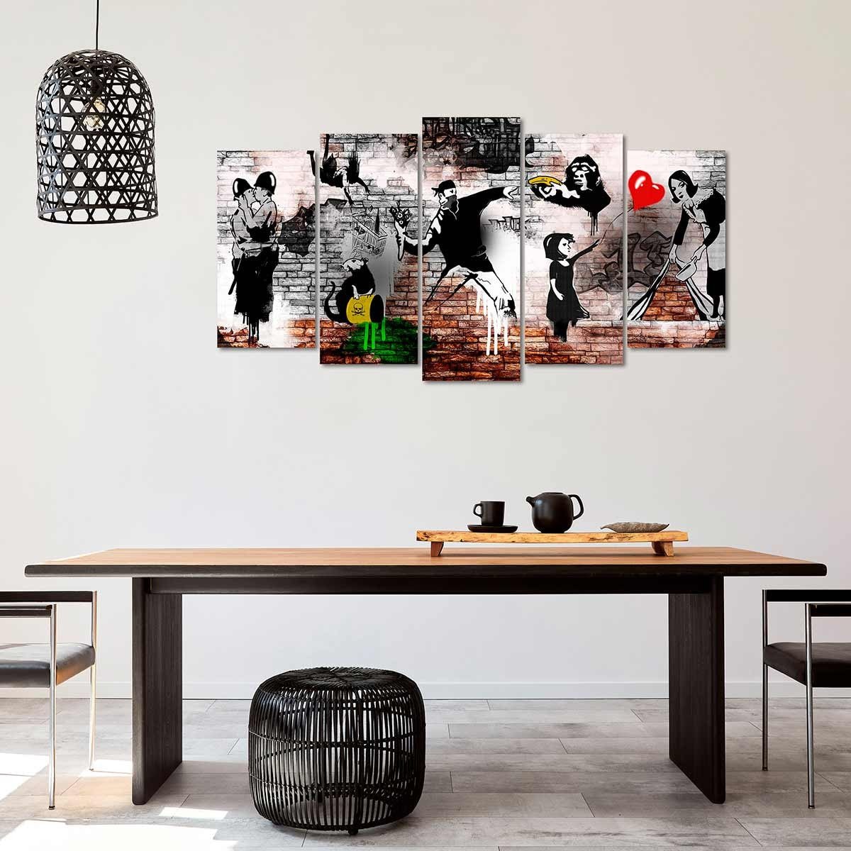 Cuadro en Lienzo Tríptico Adaptación de Bansky - DekoArte