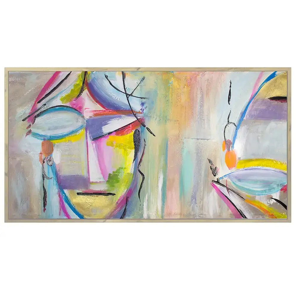 Cuadro figurativo pintado a mano | Rostros abstractos en color - DekoArte
