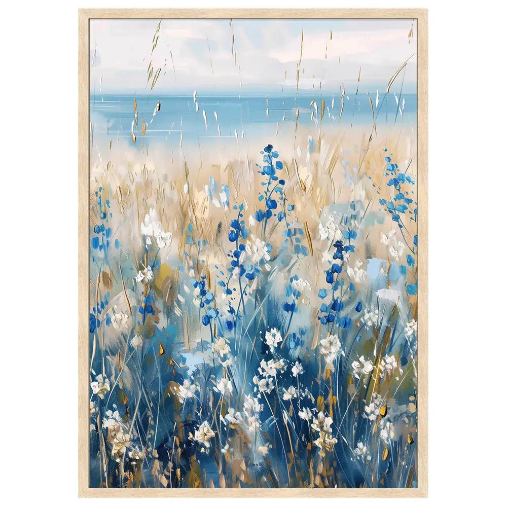 Cuadro floral con flores azules y blancas - DekoArte