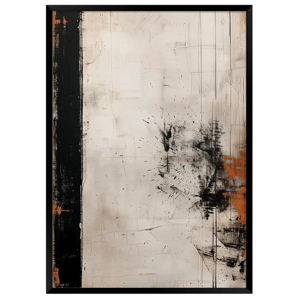 Cuadro japandi en tonos oscuros y trazos orgánicos - DekoArte