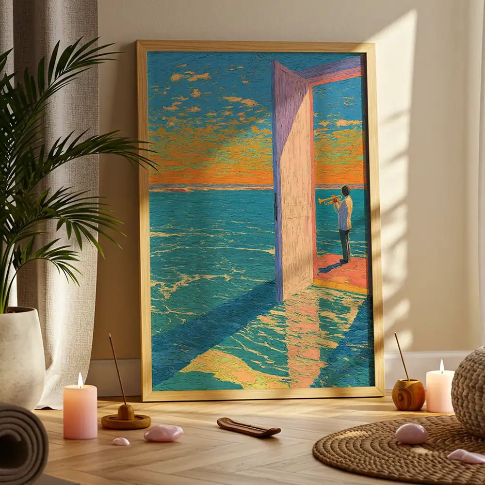 Cuadro moderno con puerta al océano - DekoArte