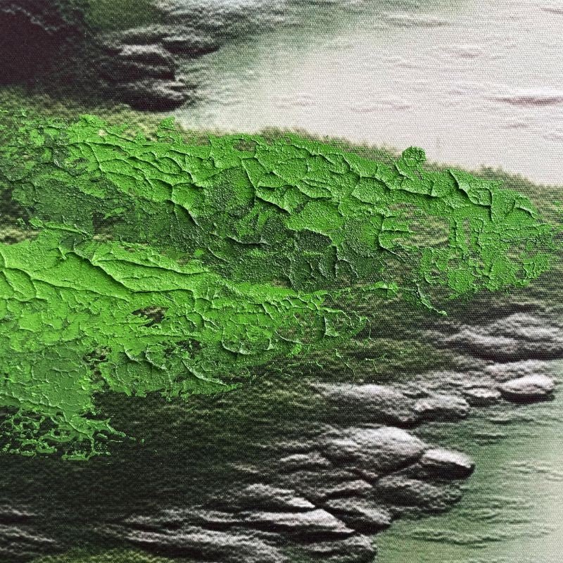 Cuadro moderno en relieve de montaña con texturas en escayola - DekoArte