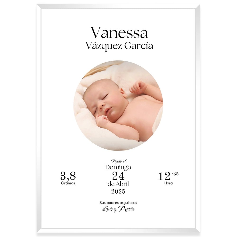 Cuadro nacimiento bebé personalizado con datos y foto - DekoArte