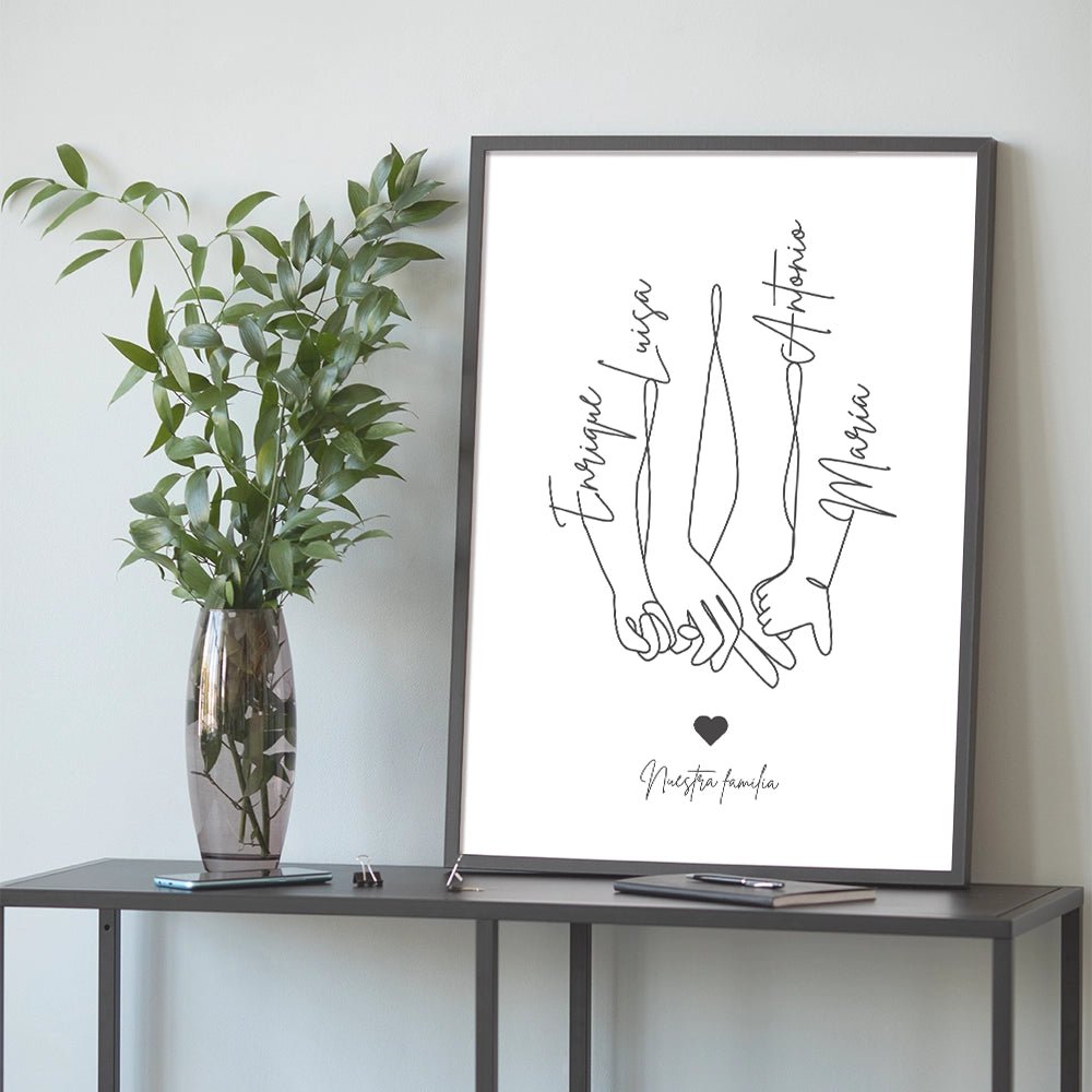 Cuadro personalizado de manos familiares con nombres - DekoArte