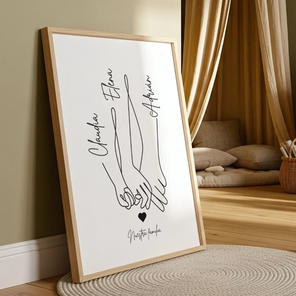 Cuadro personalizado de manos familiares con nombres - DekoArte