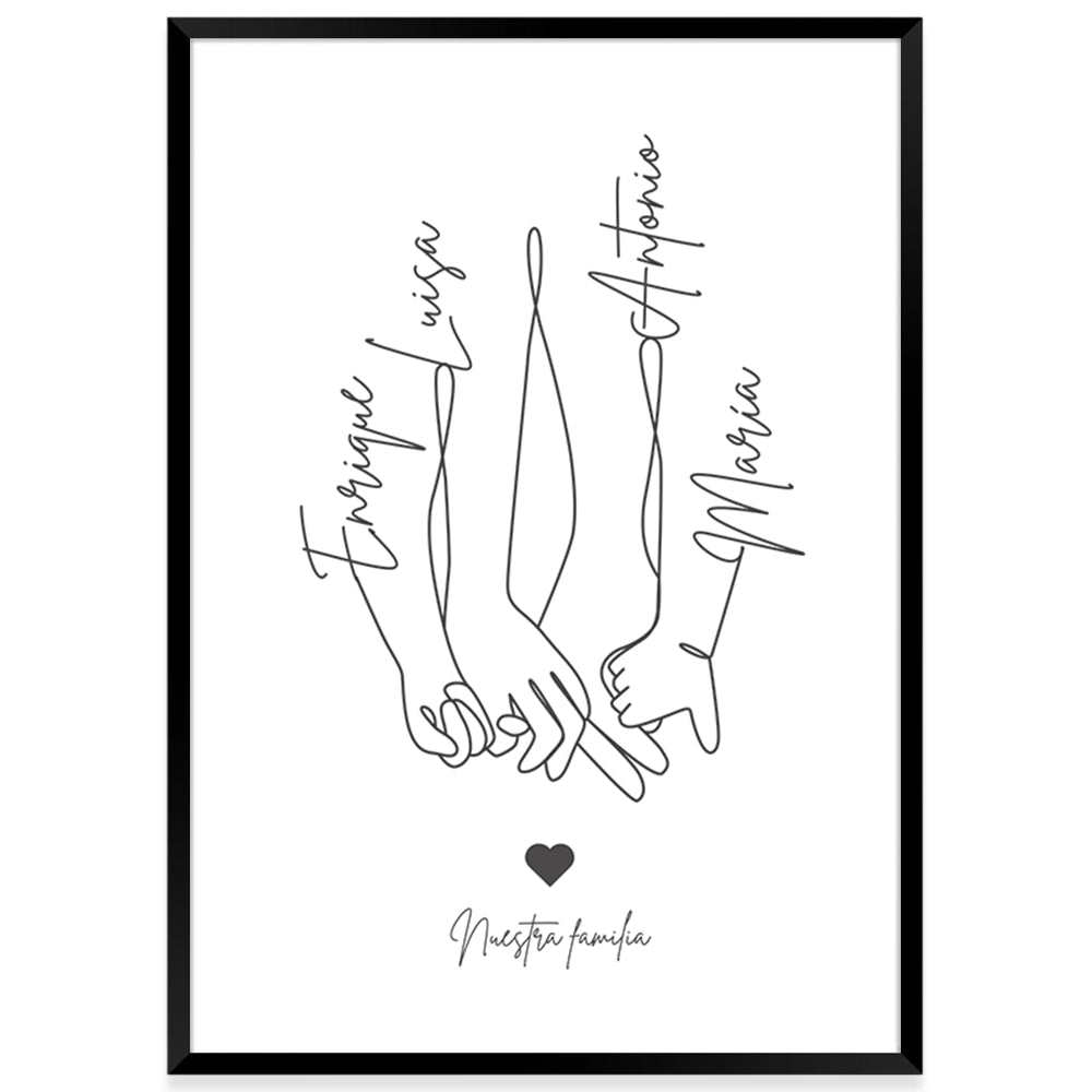 Cuadro personalizado de manos familiares con nombres - DekoArte