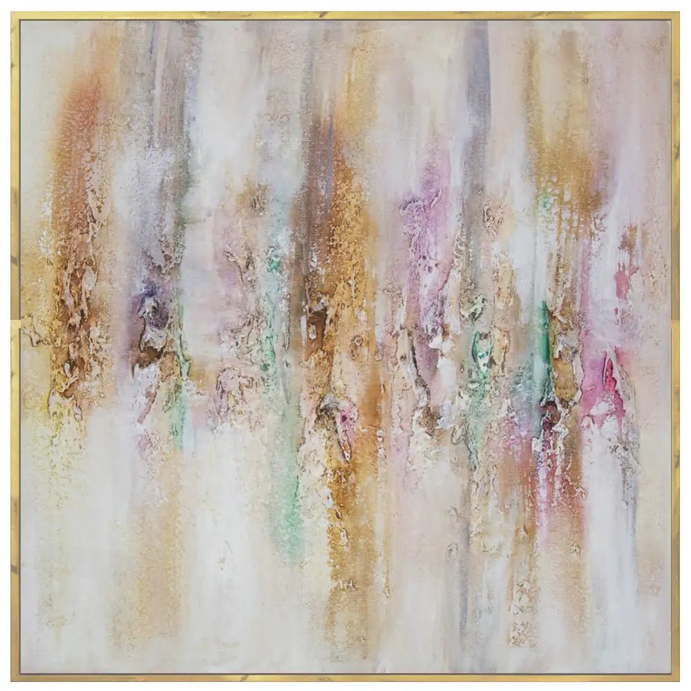 Cuadro pintado a mano con relieve en tonos metálicos suaves - DekoArte