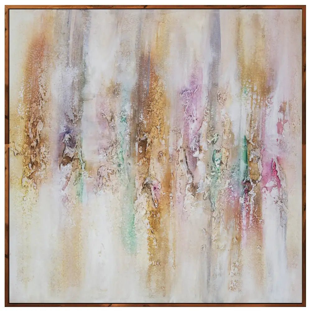 Cuadro pintado a mano con relieve en tonos metálicos suaves - DekoArte