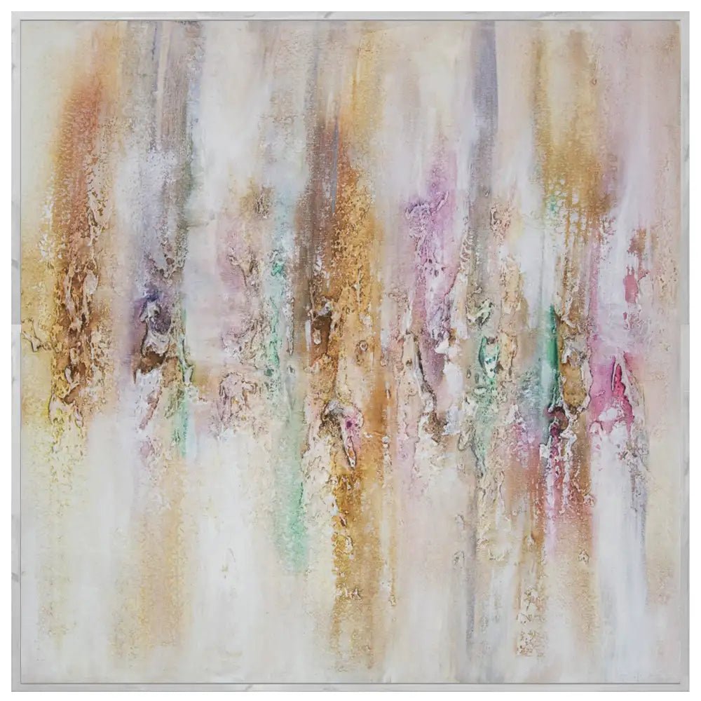 Cuadro pintado a mano con relieve en tonos metálicos suaves - DekoArte