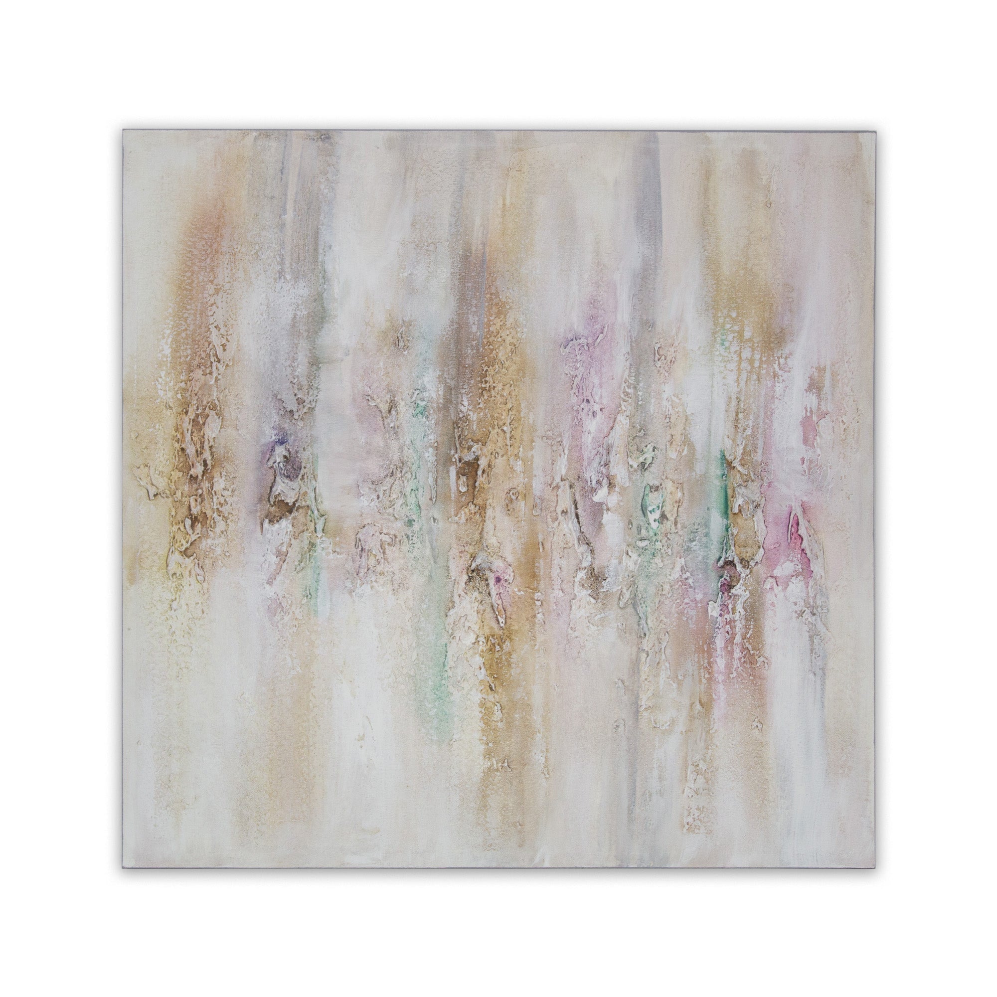 Cuadro pintado a mano con relieve en tonos metálicos suaves - DekoArte