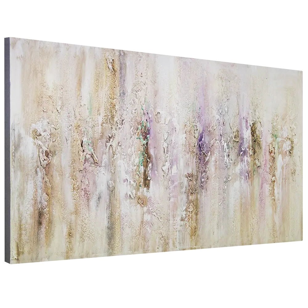 Cuadro pintado a mano con relieve en tonos metálicos suaves - DekoArte