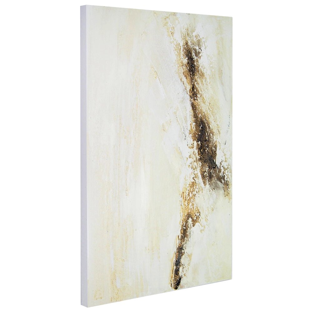 Cuadro pintado a mano con relieve en tonos tierra y blanco - DekoArte