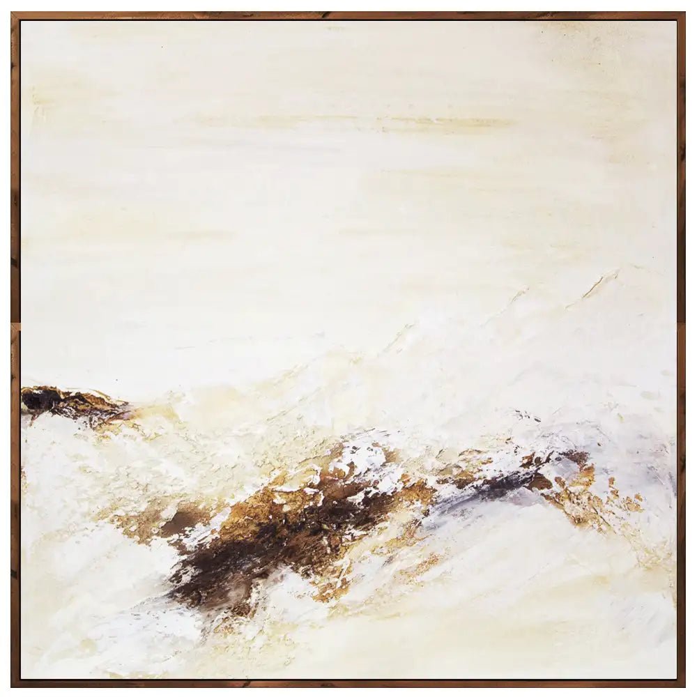 Cuadro pintado a mano con relieve en tonos tierra y blanco - DekoArte