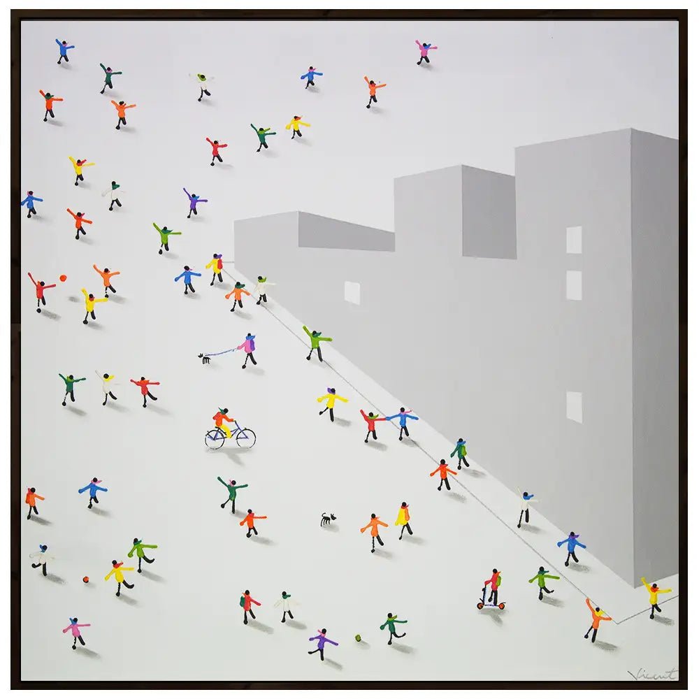 Cuadro pintado a mano en acrílico | Escena urbana moderna - DekoArte