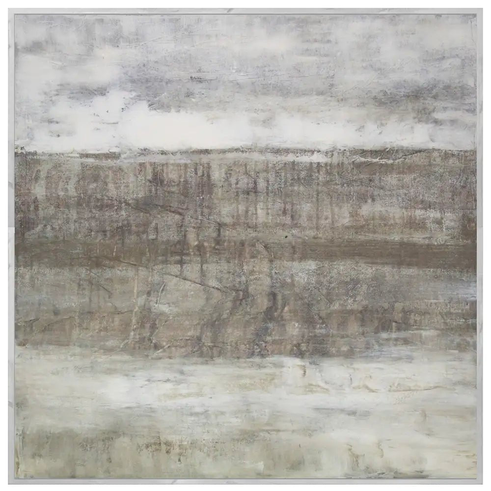 Cuadro pintado a mano en tonos grises con textura neutra - DekoArte