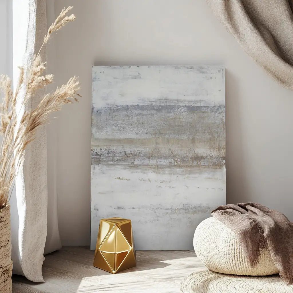 Cuadro pintado a mano en tonos grises con textura neutra - DekoArte