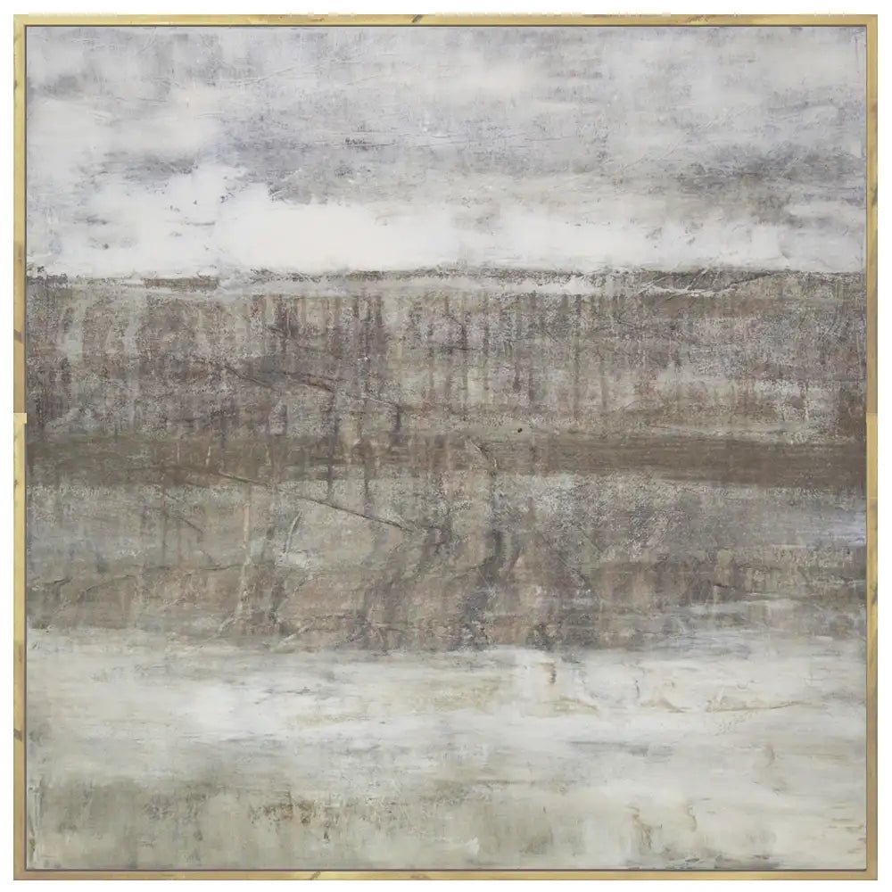 Cuadro pintado a mano en tonos grises con textura neutra - DekoArte