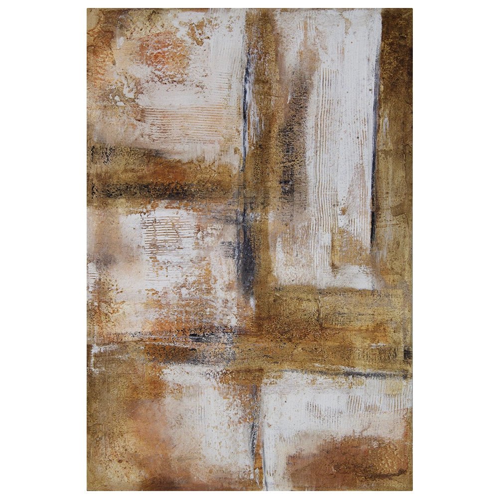 Cuadro pintado a mano en tonos tierra con textura envejecida - DekoArte