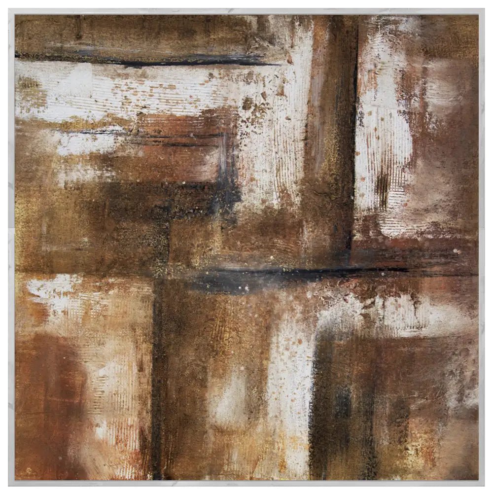 Cuadro pintado a mano en tonos tierra con textura envejecida - DekoArte