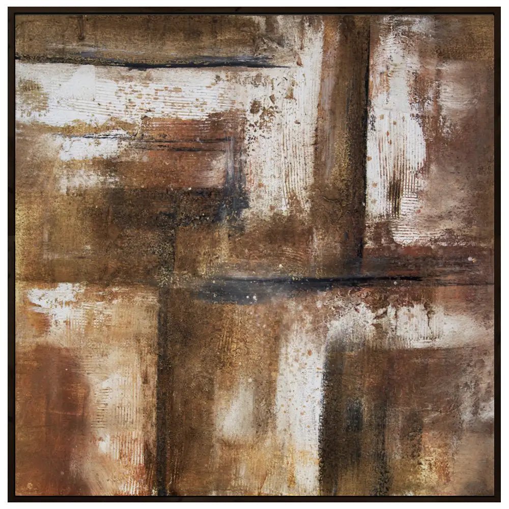 Cuadro pintado a mano en tonos tierra con textura envejecida - DekoArte