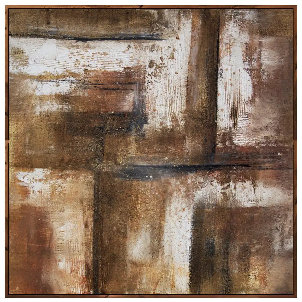 Cuadro pintado a mano en tonos tierra con textura envejecida - DekoArte