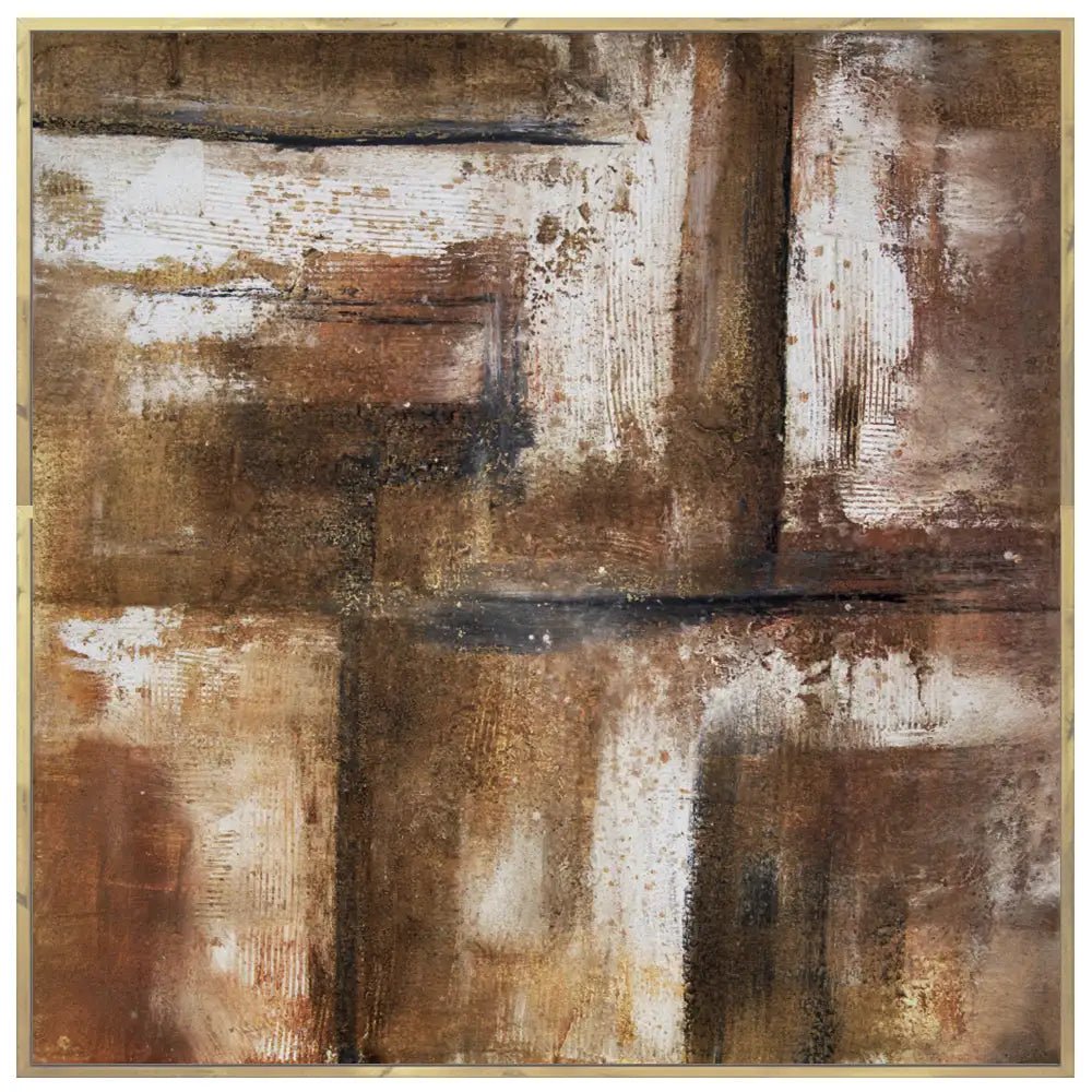 Cuadro pintado a mano en tonos tierra con textura envejecida - DekoArte