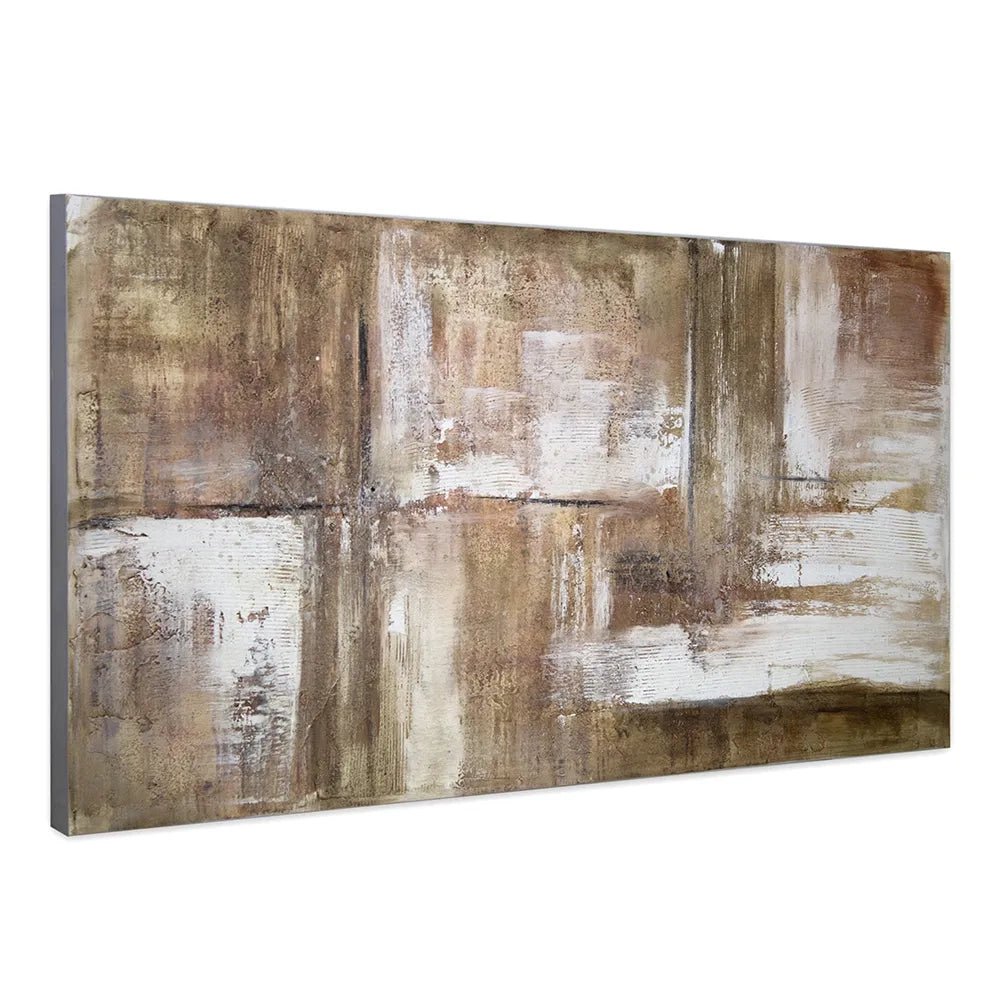 Cuadro pintado a mano en tonos tierra con textura envejecida - DekoArte