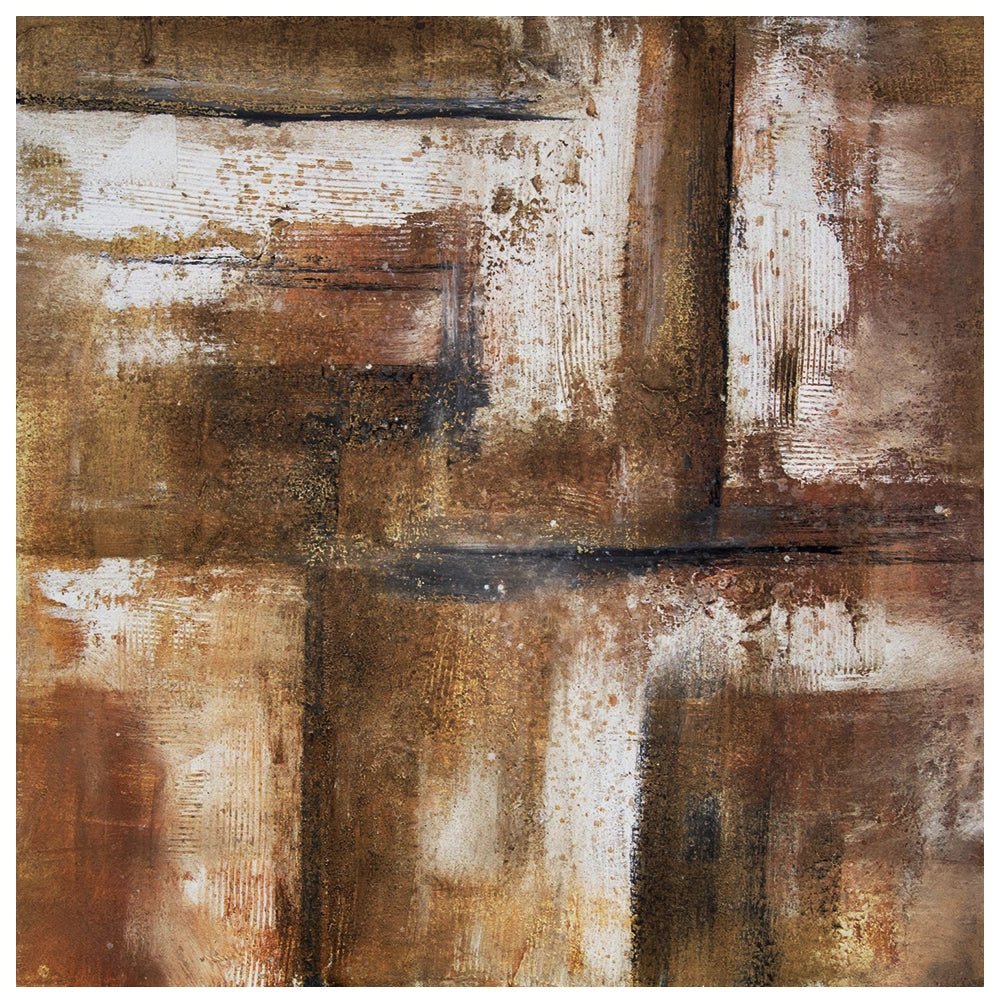 Cuadro pintado a mano en tonos tierra con textura envejecida - DekoArte