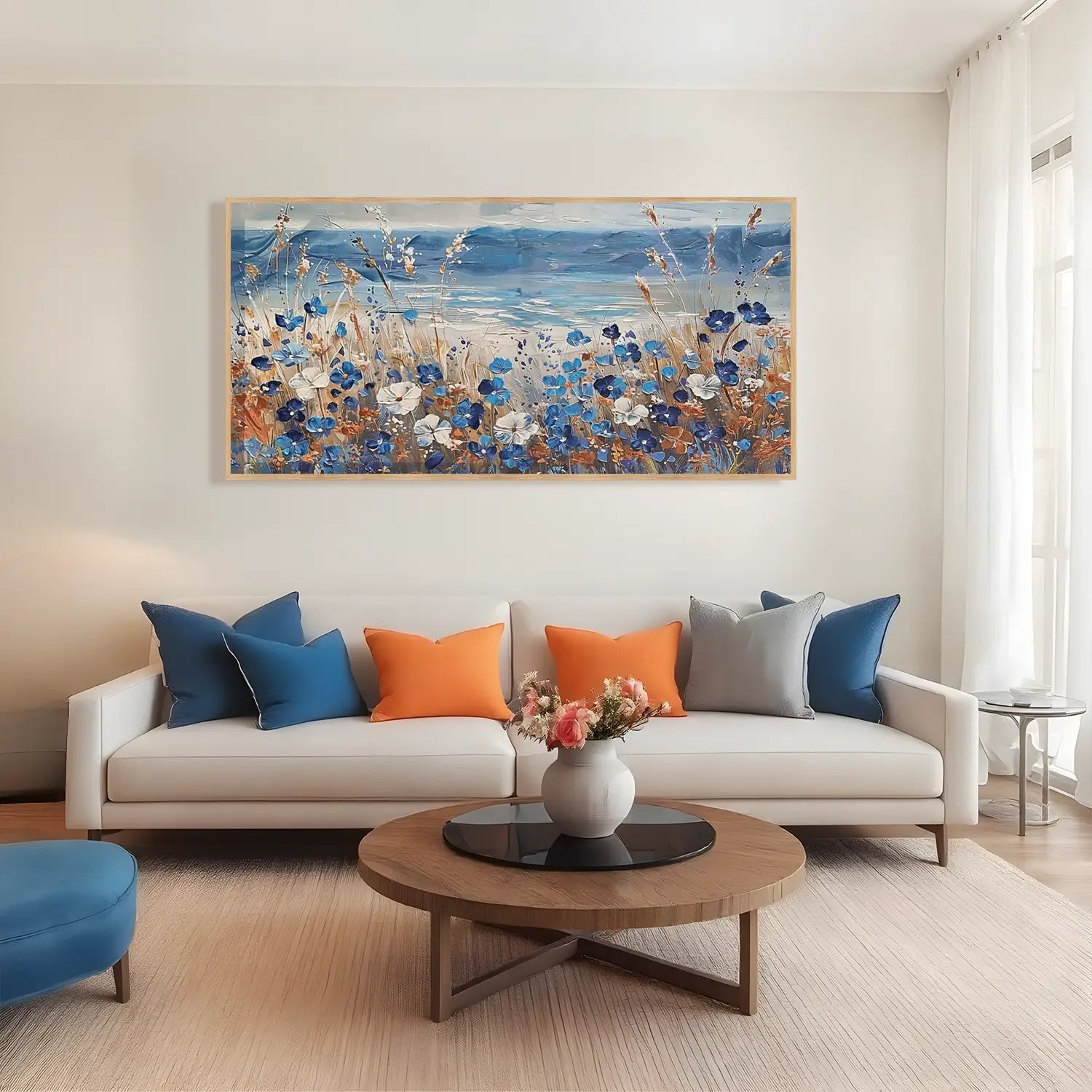 Cuadro pintado a mano mar de flores - DekoArte