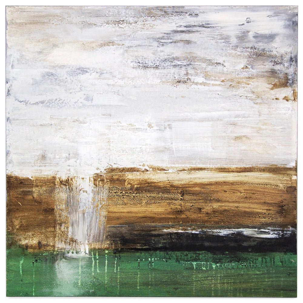 Cuadro pintado a mano moderno con contraste en tonos tierra y verde - DekoArte