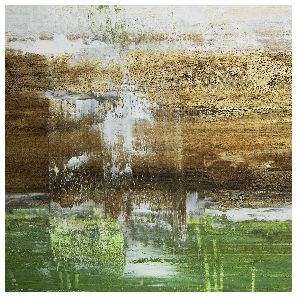 Cuadro pintado a mano moderno con contraste en tonos tierra y verde - DekoArte