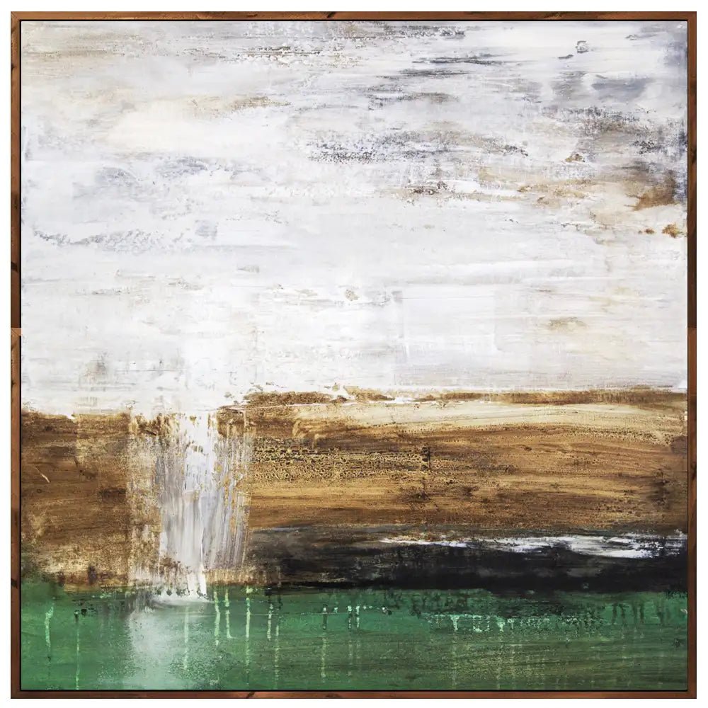 Cuadro pintado a mano moderno con contraste en tonos tierra y verde - DekoArte